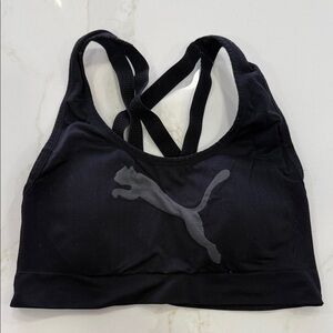 Puma Black Seamless Racerback Sports Bra with Grey Logo